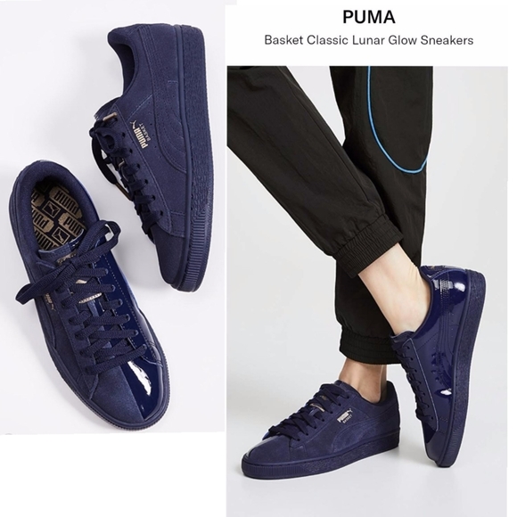 Puma Shoes - Puma Basket Classic Lunar Glow Women's Sneakers Peacoat-Metallic Bronze Sz 7.5